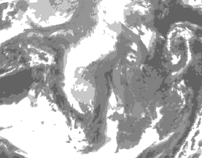GDPS total cloud 192 hour forecast chart for Canada based on 2025/12/23 0000Z data