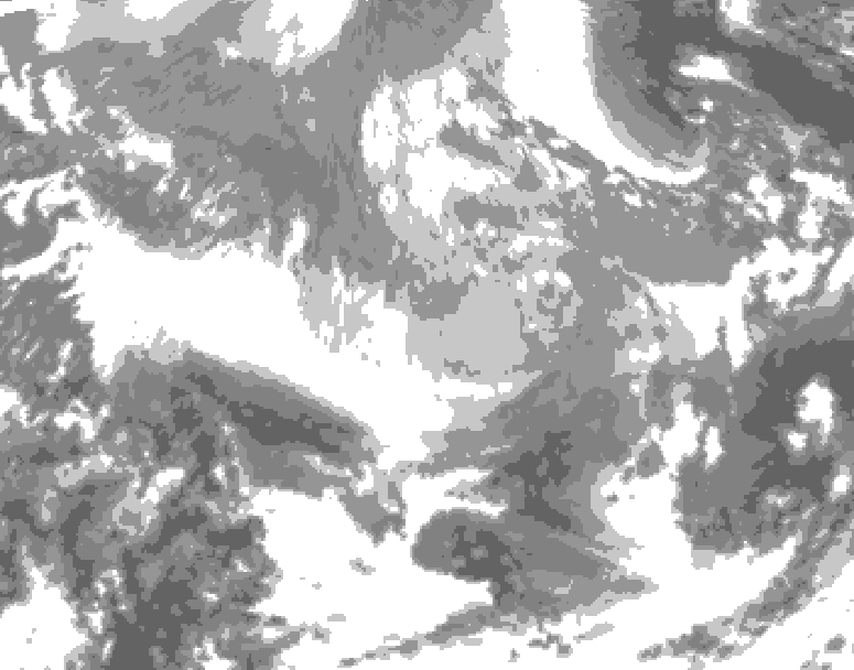 GDPS total cloud 036 hour forecast chart for Canada based on 2025/12/23 1200Z data