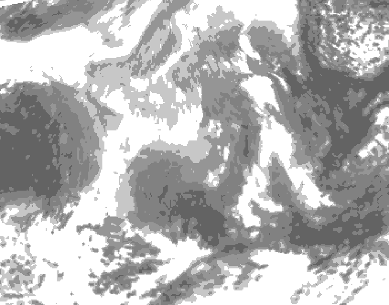 GDPS total cloud 108 hour forecast chart for Canada based on 2025/12/23 1200Z data