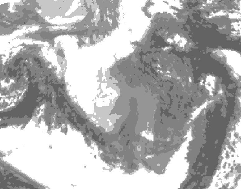 GDPS total cloud 180 hour forecast chart for Canada based on 2025/12/23 1200Z data