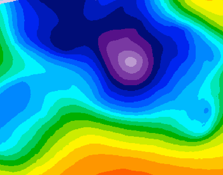 GDPS 500 millibar geopotential height 024 hour forecast chart for Canada based on 2025/12/24 0000Z data
