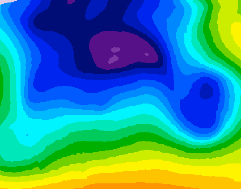 GDPS 500 millibar geopotential height 054 hour forecast chart for Canada based on 2025/12/24 0000Z data