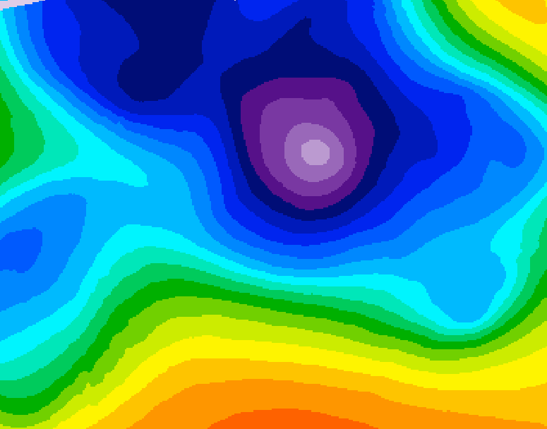 GDPS 500 millibar geopotential height 006 hour forecast chart for Canada based on 2025/12/24 1200Z data