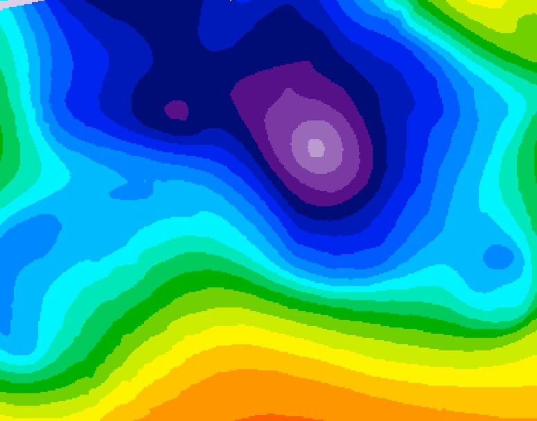 GDPS 500 millibar geopotential height 018 hour forecast chart for Canada based on 2025/12/24 1200Z data