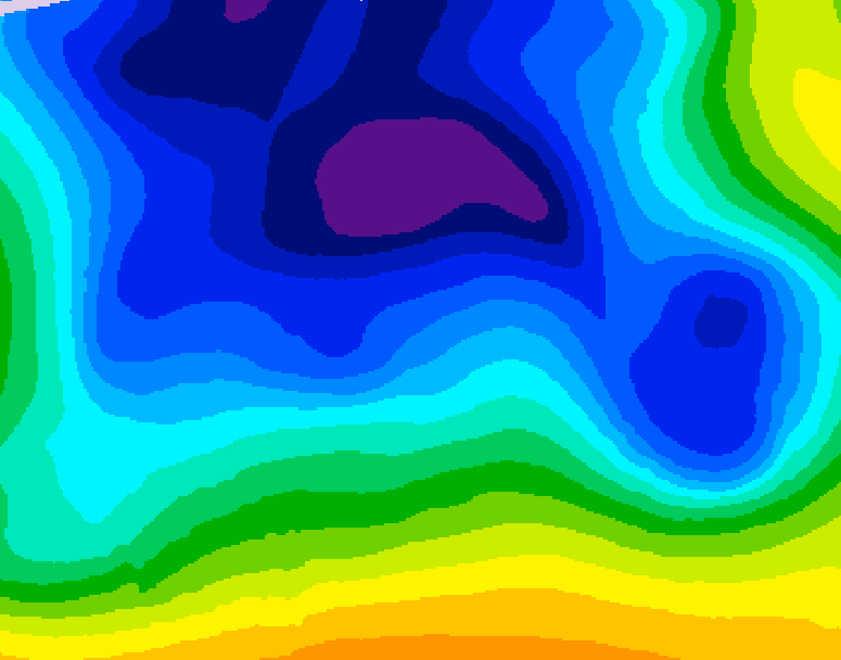 GDPS 500 millibar geopotential height 042 hour forecast chart for Canada based on 2025/12/24 1200Z data