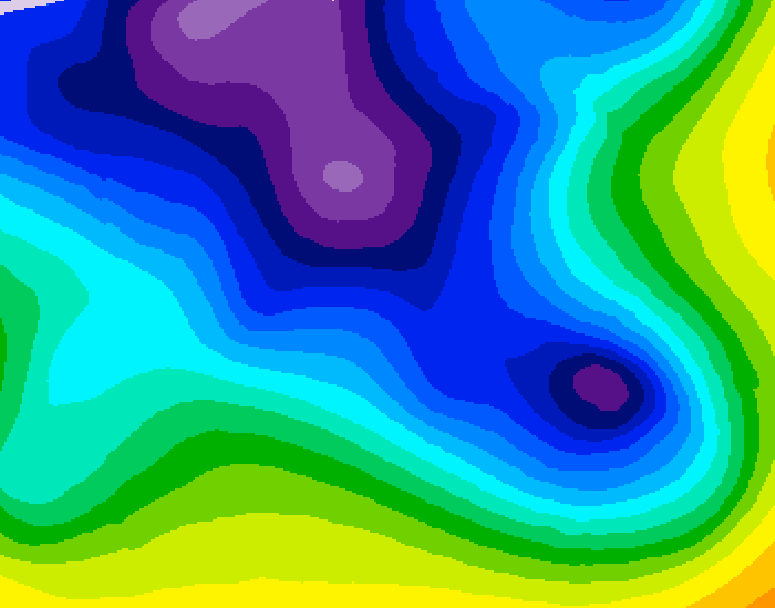 GDPS 500 millibar geopotential height 222 hour forecast chart for Canada based on 2025/12/24 1200Z data