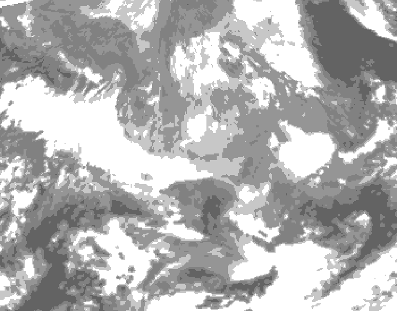 GDPS total cloud 012 hour forecast chart for Canada based on 2025/12/24 0000Z data