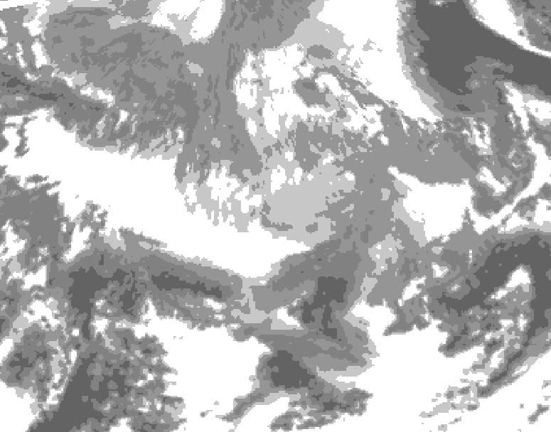 GDPS total cloud 018 hour forecast chart for Canada based on 2025/12/24 0000Z data