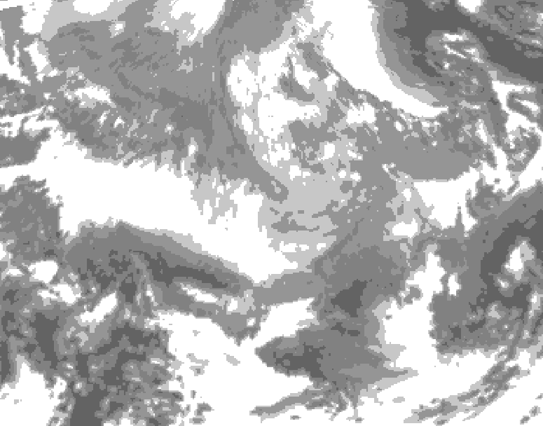 GDPS total cloud 024 hour forecast chart for Canada based on 2025/12/24 0000Z data