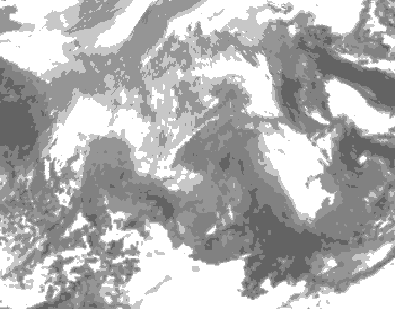 GDPS total cloud 072 hour forecast chart for Canada based on 2025/12/24 0000Z data