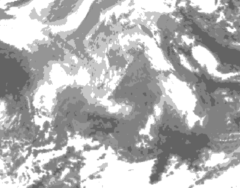 GDPS total cloud 078 hour forecast chart for Canada based on 2025/12/24 0000Z data