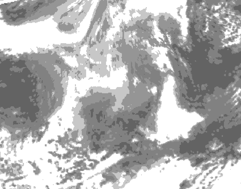 GDPS total cloud 096 hour forecast chart for Canada based on 2025/12/24 0000Z data