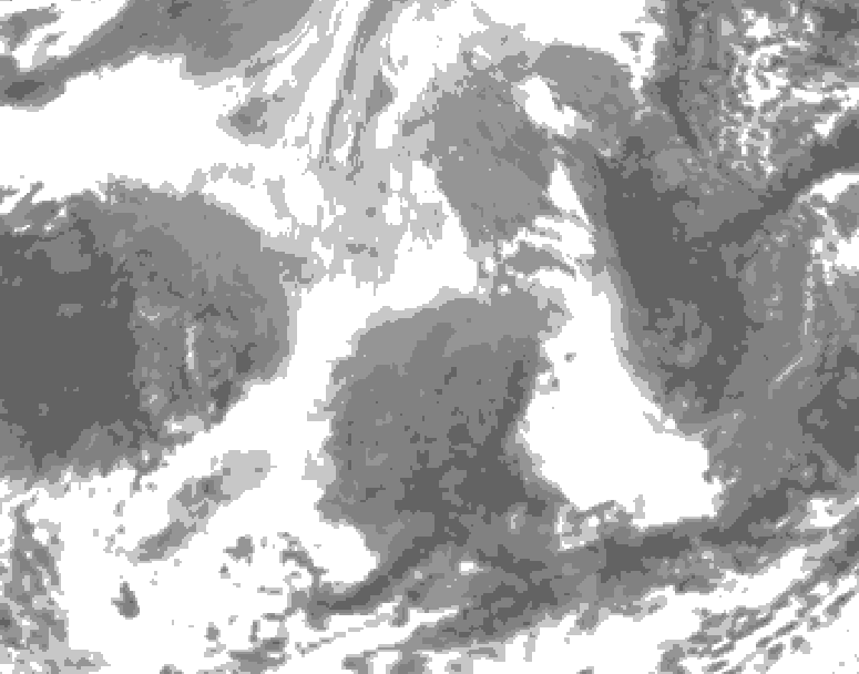 GDPS total cloud 108 hour forecast chart for Canada based on 2025/12/24 0000Z data
