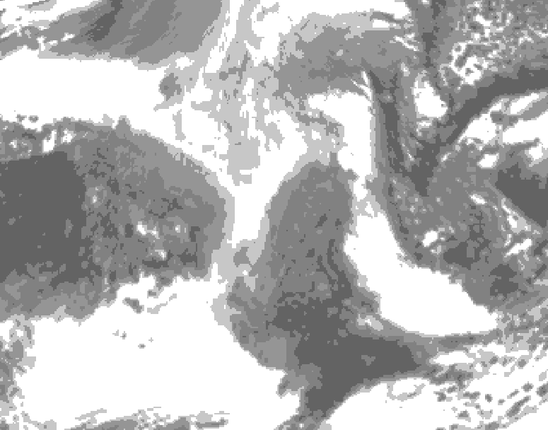 GDPS total cloud 120 hour forecast chart for Canada based on 2025/12/24 0000Z data