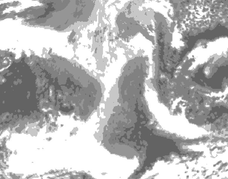 GDPS total cloud 126 hour forecast chart for Canada based on 2025/12/24 0000Z data