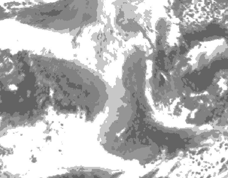 GDPS total cloud 132 hour forecast chart for Canada based on 2025/12/24 0000Z data