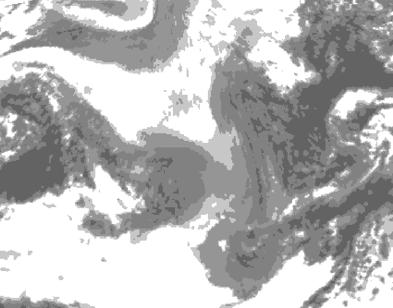 GDPS total cloud 150 hour forecast chart for Canada based on 2025/12/24 0000Z data