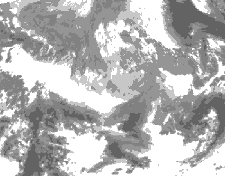 GDPS total cloud 006 hour forecast chart for Canada based on 2025/12/24 1200Z data