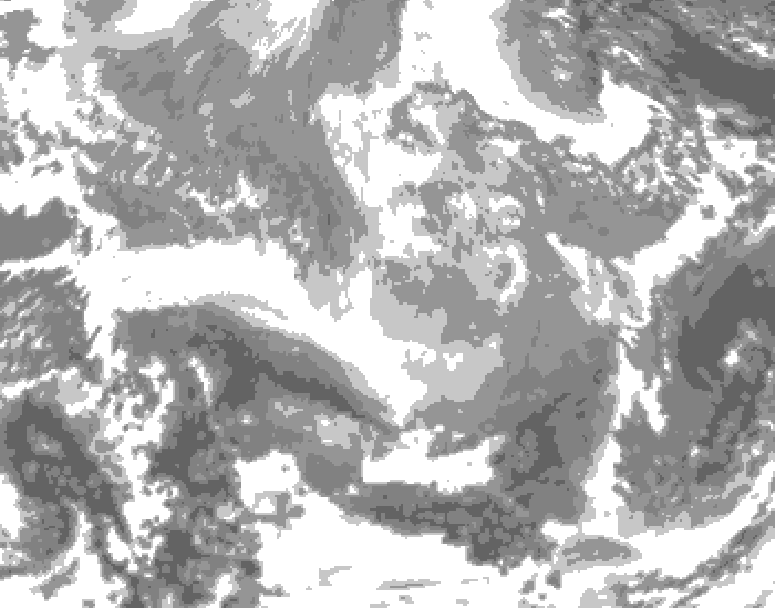GDPS total cloud 018 hour forecast chart for Canada based on 2025/12/24 1200Z data