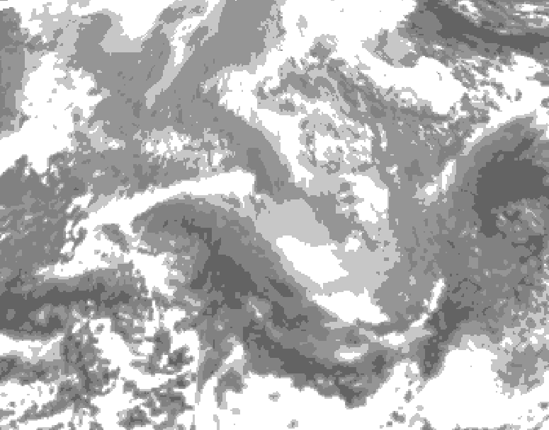 GDPS total cloud 030 hour forecast chart for Canada based on 2025/12/24 1200Z data