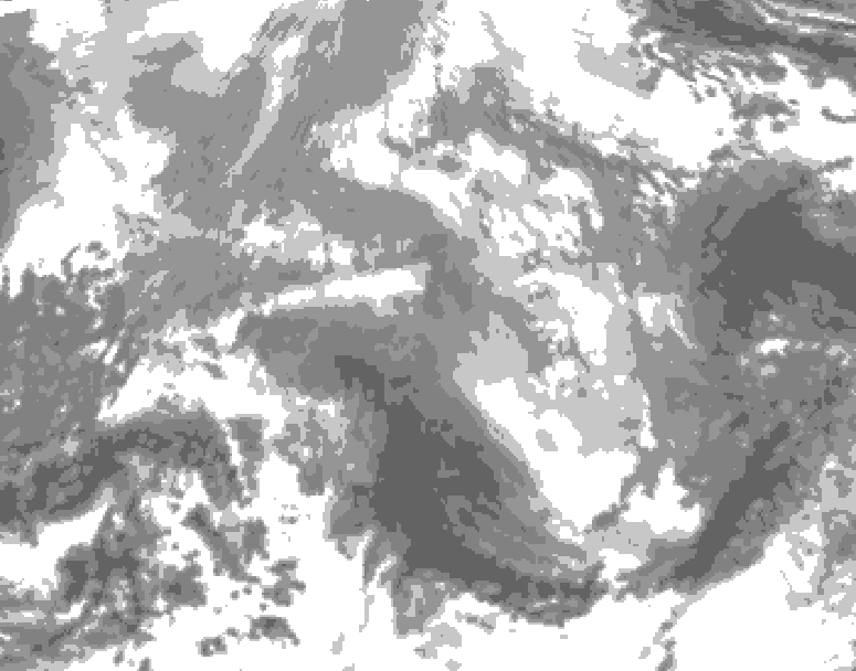GDPS total cloud 036 hour forecast chart for Canada based on 2025/12/24 1200Z data