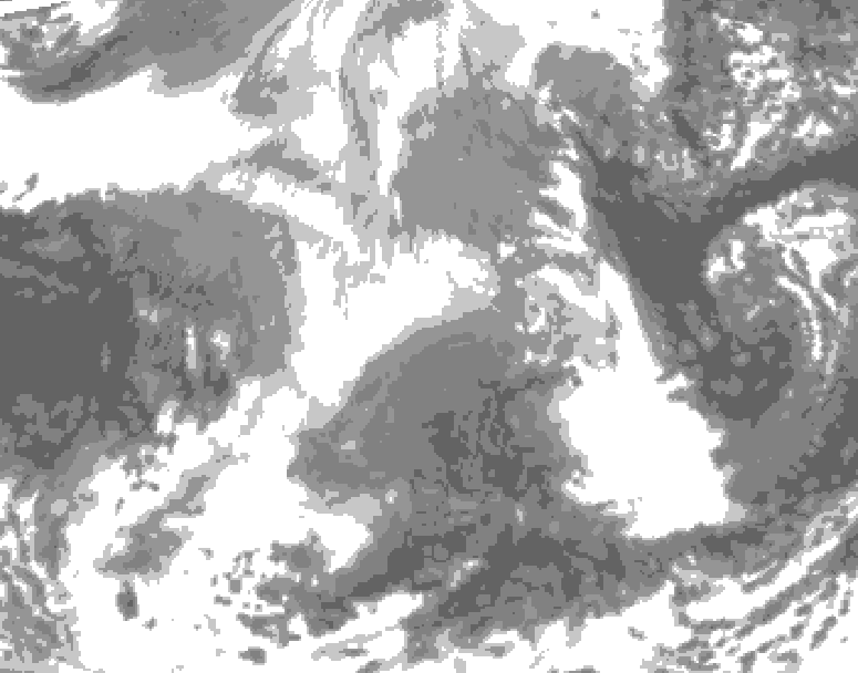 GDPS total cloud 096 hour forecast chart for Canada based on 2025/12/24 1200Z data