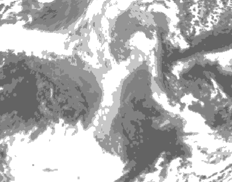 GDPS total cloud 114 hour forecast chart for Canada based on 2025/12/24 1200Z data