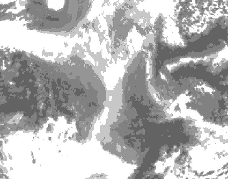 GDPS total cloud 120 hour forecast chart for Canada based on 2025/12/24 1200Z data