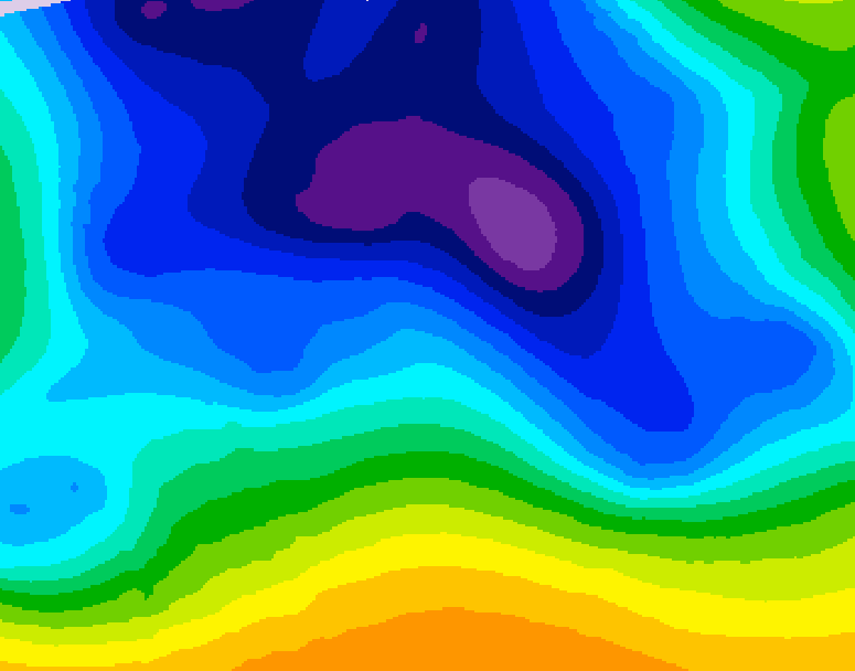 GDPS 500 millibar geopotential height 018 hour forecast chart for Canada based on 2025/12/25 0000Z data