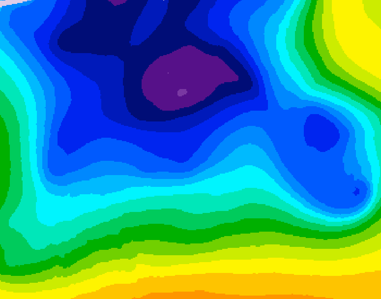 GDPS 500 millibar geopotential height 036 hour forecast chart for Canada based on 2025/12/25 0000Z data