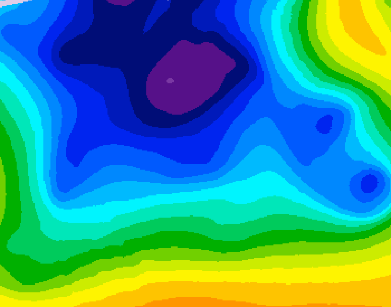 GDPS 500 millibar geopotential height 042 hour forecast chart for Canada based on 2025/12/25 0000Z data