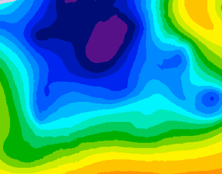 GDPS 500 millibar geopotential height 048 hour forecast chart for Canada based on 2025/12/25 0000Z data
