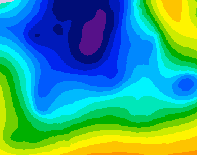 GDPS 500 millibar geopotential height 054 hour forecast chart for Canada based on 2025/12/25 0000Z data