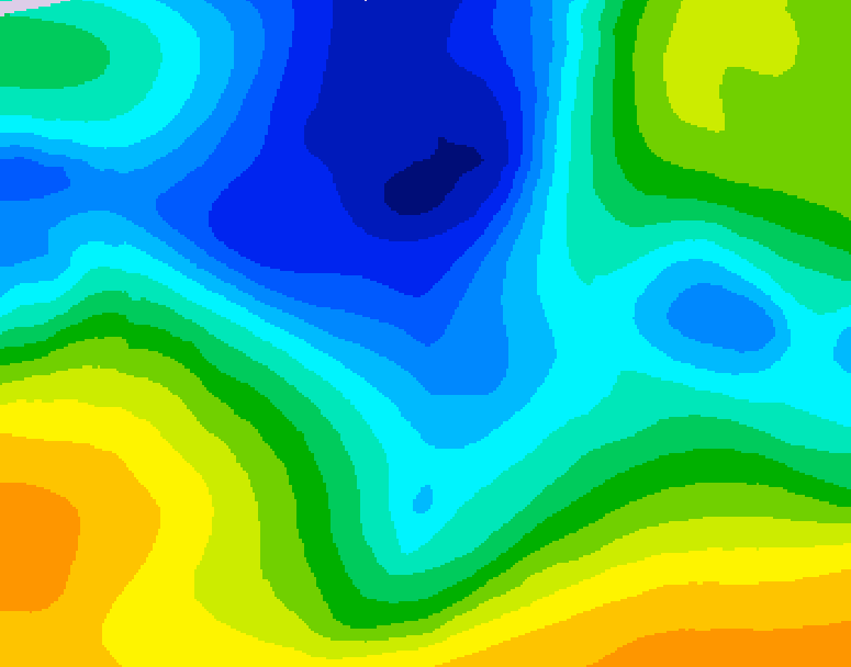 GDPS 500 millibar geopotential height 102 hour forecast chart for Canada based on 2025/12/25 0000Z data