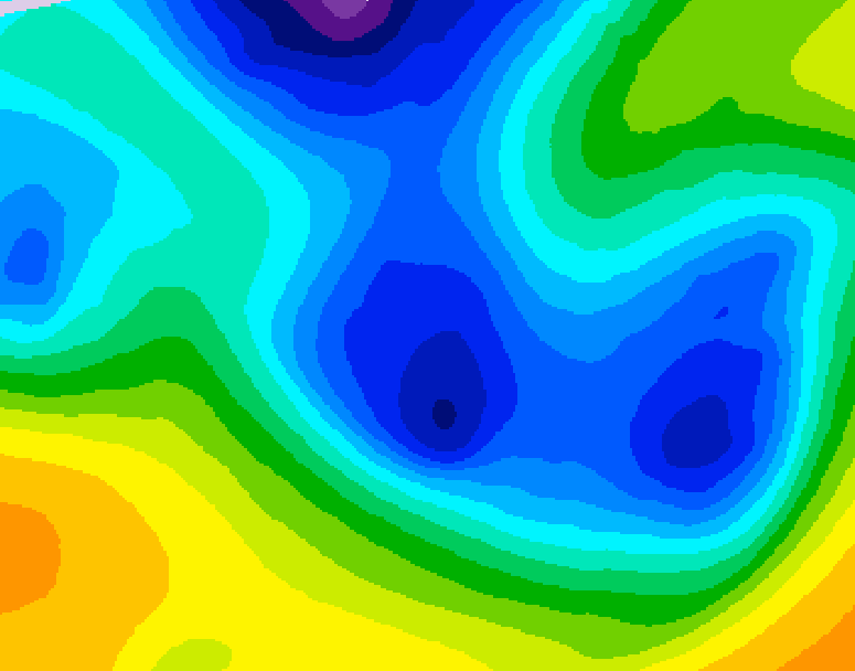 GDPS 500 millibar geopotential height 132 hour forecast chart for Canada based on 2025/12/25 1200Z data