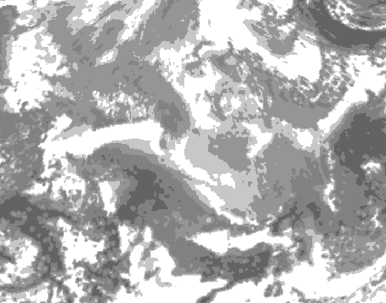 GDPS total cloud 012 hour forecast chart for Canada based on 2025/12/25 0000Z data
