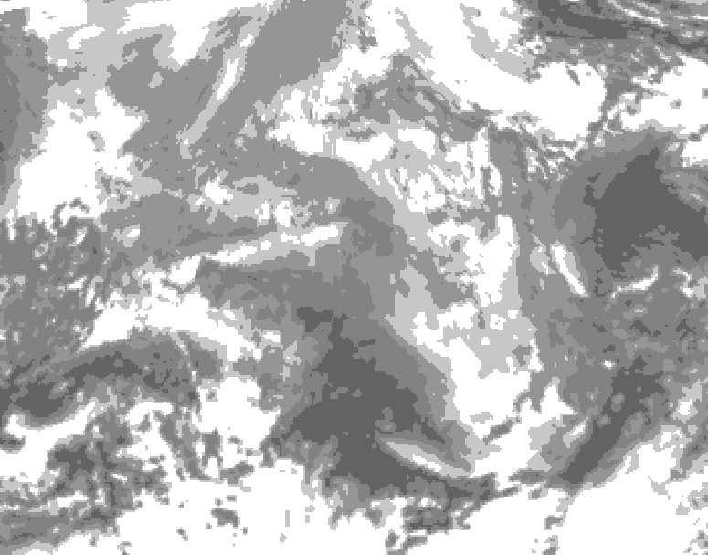 GDPS total cloud 024 hour forecast chart for Canada based on 2025/12/25 0000Z data
