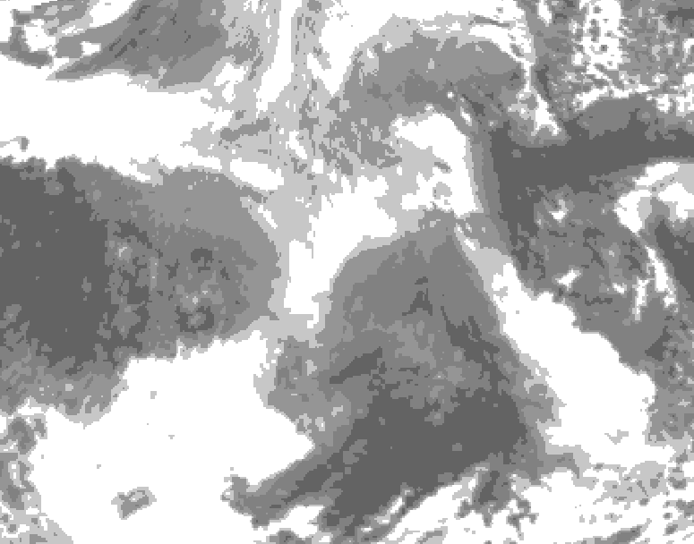 GDPS total cloud 096 hour forecast chart for Canada based on 2025/12/25 0000Z data