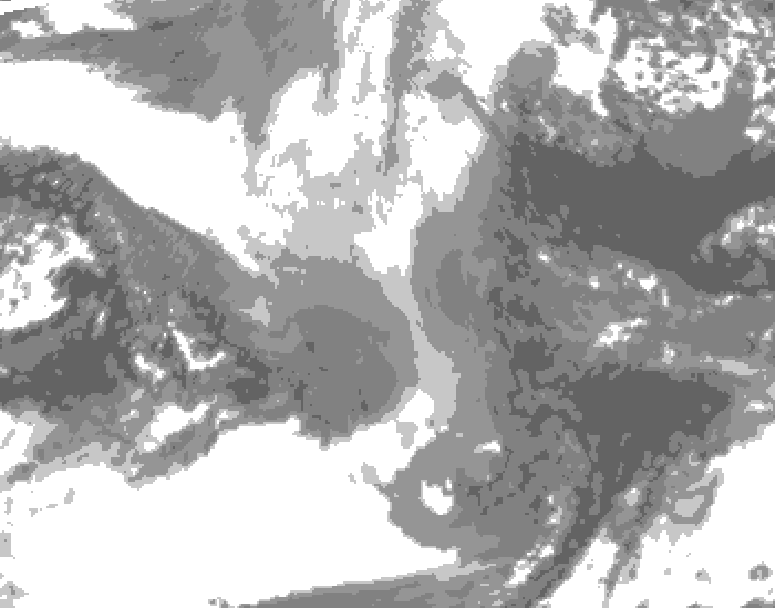 GDPS total cloud 120 hour forecast chart for Canada based on 2025/12/25 0000Z data