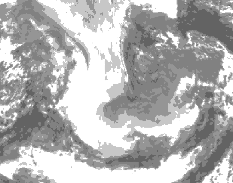 GDPS total cloud 180 hour forecast chart for Canada based on 2025/12/25 0000Z data