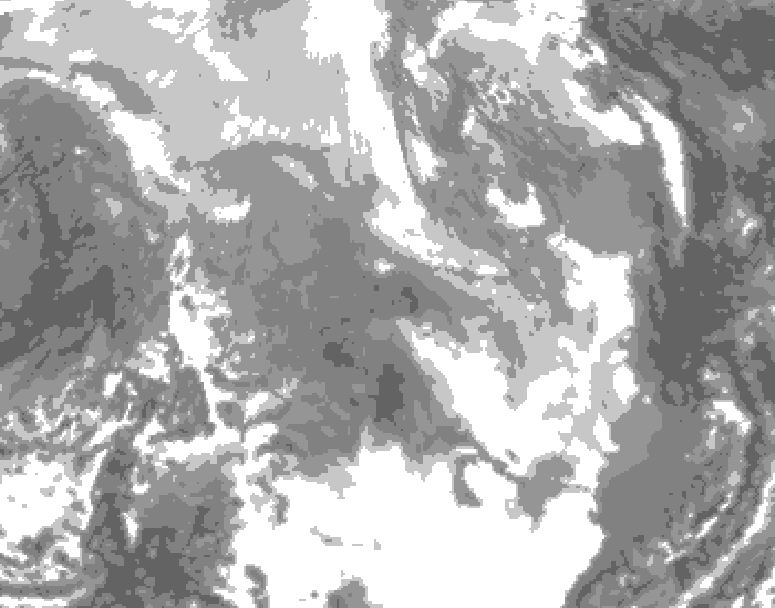GDPS total cloud 222 hour forecast chart for Canada based on 2025/12/25 0000Z data