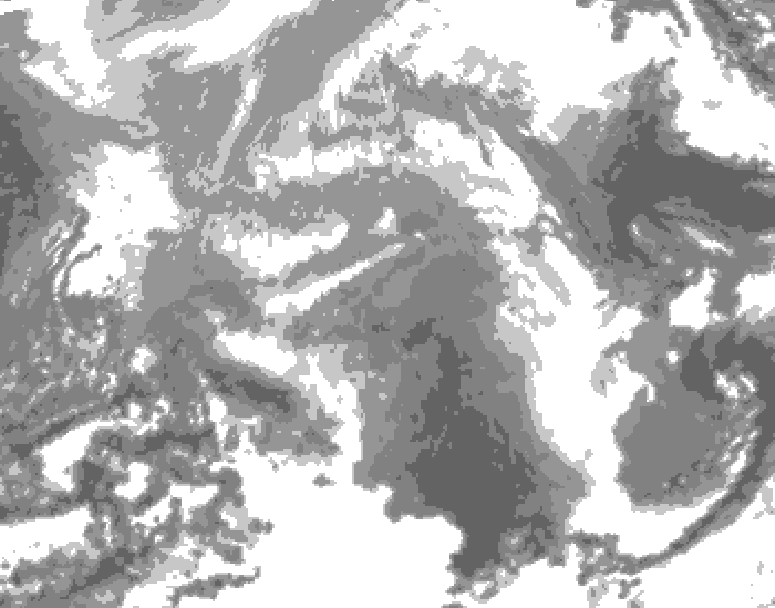 GDPS total cloud 024 hour forecast chart for Canada based on 2025/12/25 1200Z data