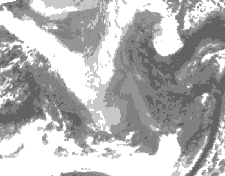 GDPS total cloud 132 hour forecast chart for Canada based on 2025/12/25 1200Z data