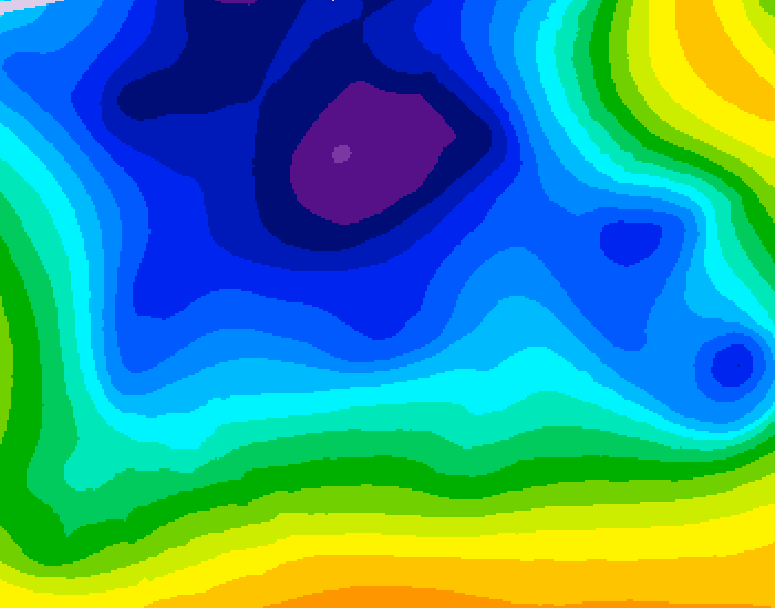 GDPS 500 millibar geopotential height 018 hour forecast chart for Canada based on 2025/12/26 0000Z data