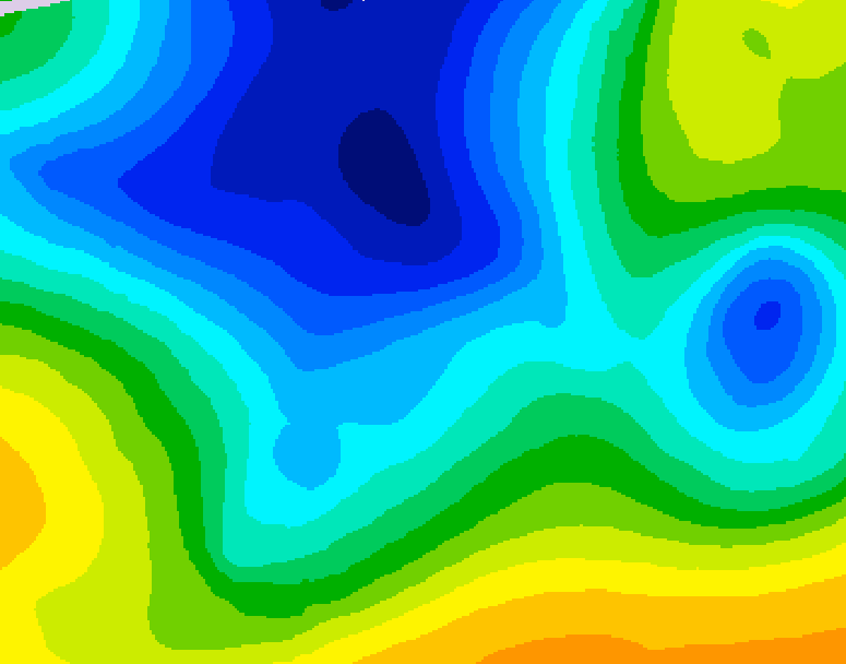 GDPS 500 millibar geopotential height 054 hour forecast chart for Canada based on 2025/12/26 0000Z data