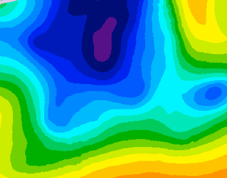 GDPS 500 millibar geopotential height 024 hour forecast chart for Canada based on 2025/12/26 1200Z data