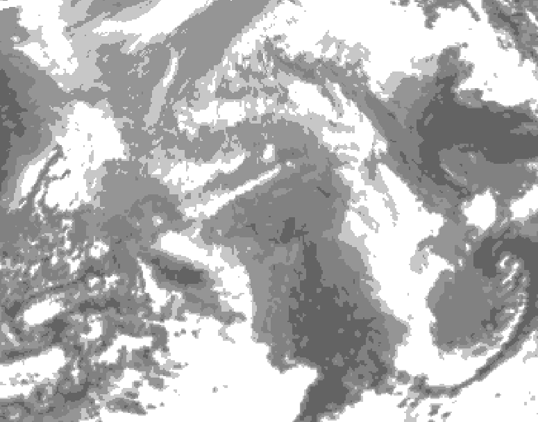 GDPS total cloud 012 hour forecast chart for Canada based on 2025/12/26 0000Z data