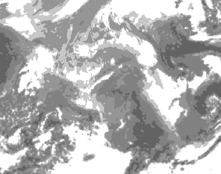 GDPS total cloud 018 hour forecast chart for Canada based on 2025/12/26 0000Z data