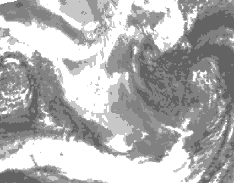 GDPS total cloud 132 hour forecast chart for Canada based on 2025/12/26 0000Z data