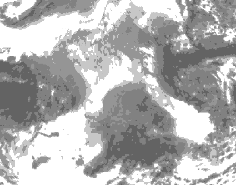 GDPS total cloud 054 hour forecast chart for Canada based on 2025/12/26 1200Z data